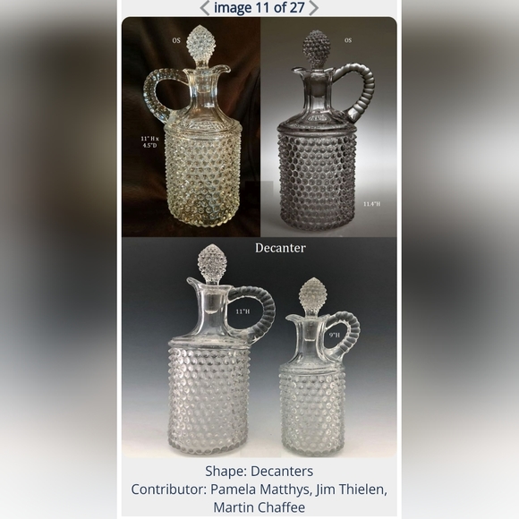 1890s "Dewdrop" Clear Hobnail Decanter w/ Handle by Model Flint Glass Co - Picture 14 of 14